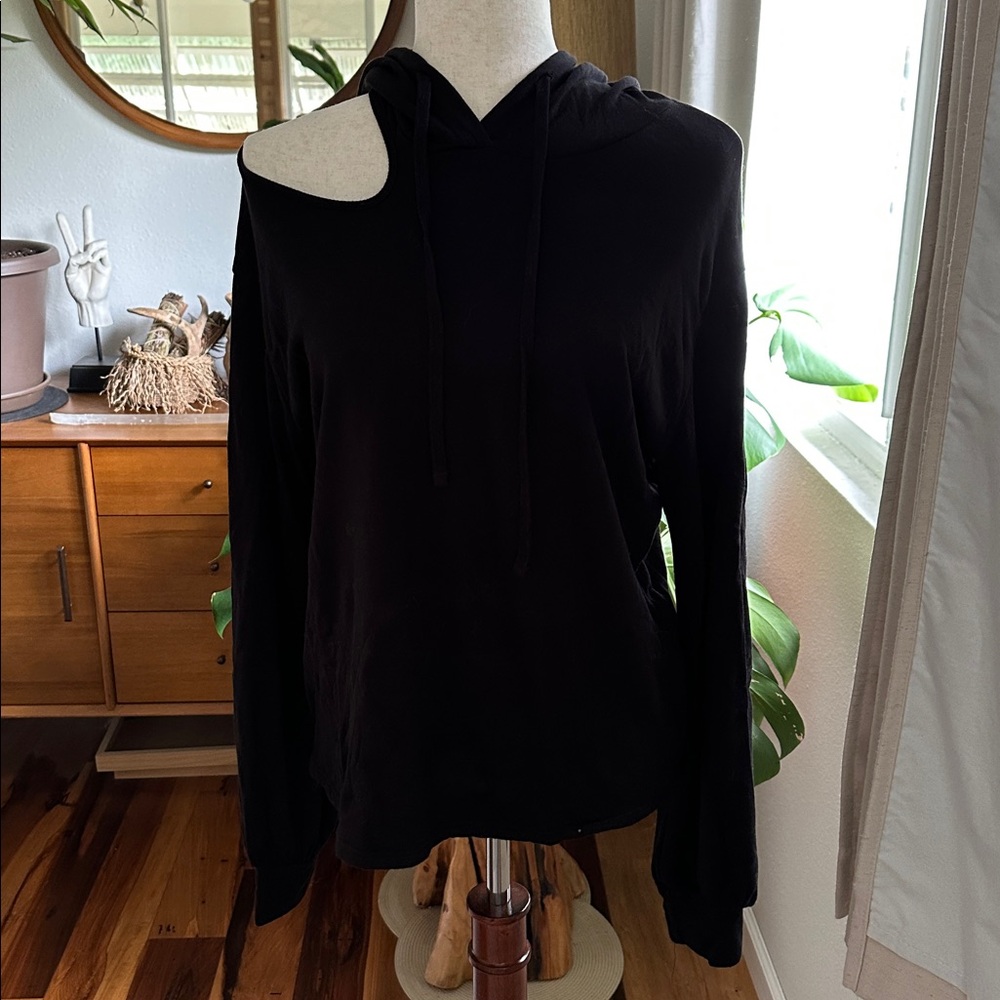 NWT LA Made Cold Shoulder Hooded Sweatshirt - Picture 2 of 5